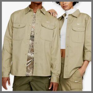 NIKE SB Woven Skate Long-Sleeve Button Up Shirt Jacket Neutral Olive Men M NWT
